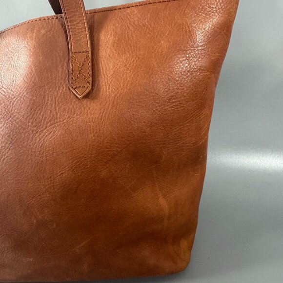 Madewell Brown Leather Top Handle Zipper Closure Satchel Shoulder Bag - Picture 8 of 14